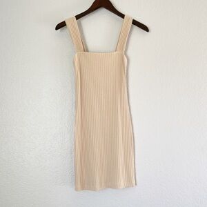 NWT AUDREY 3+1 Ribbed Natural Mini Bodycon Dress Small